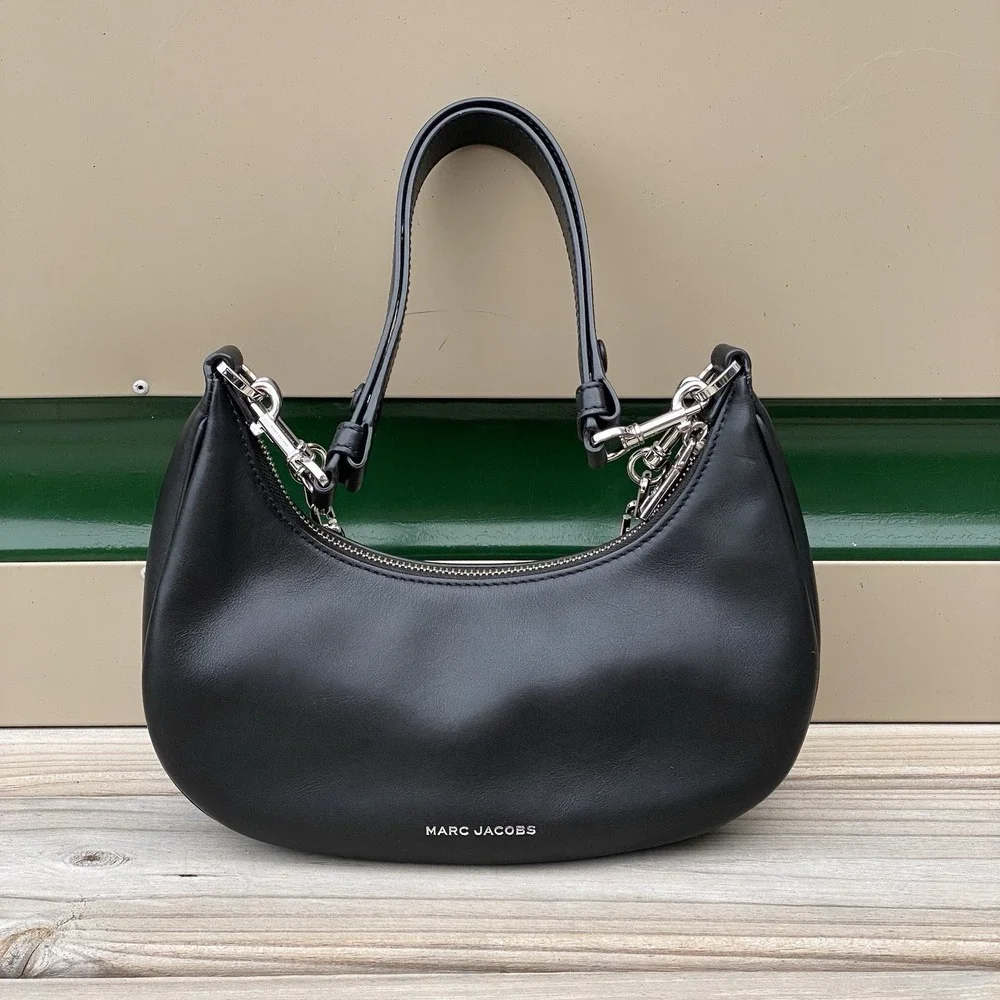 Marc Jacobs The Small Curve Shoulder Bag Black Leather Hobo with Dust Bag